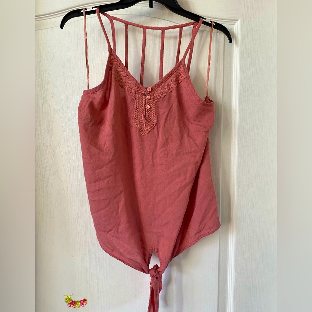 Pink Tie Front Camisole with Buttoned Details